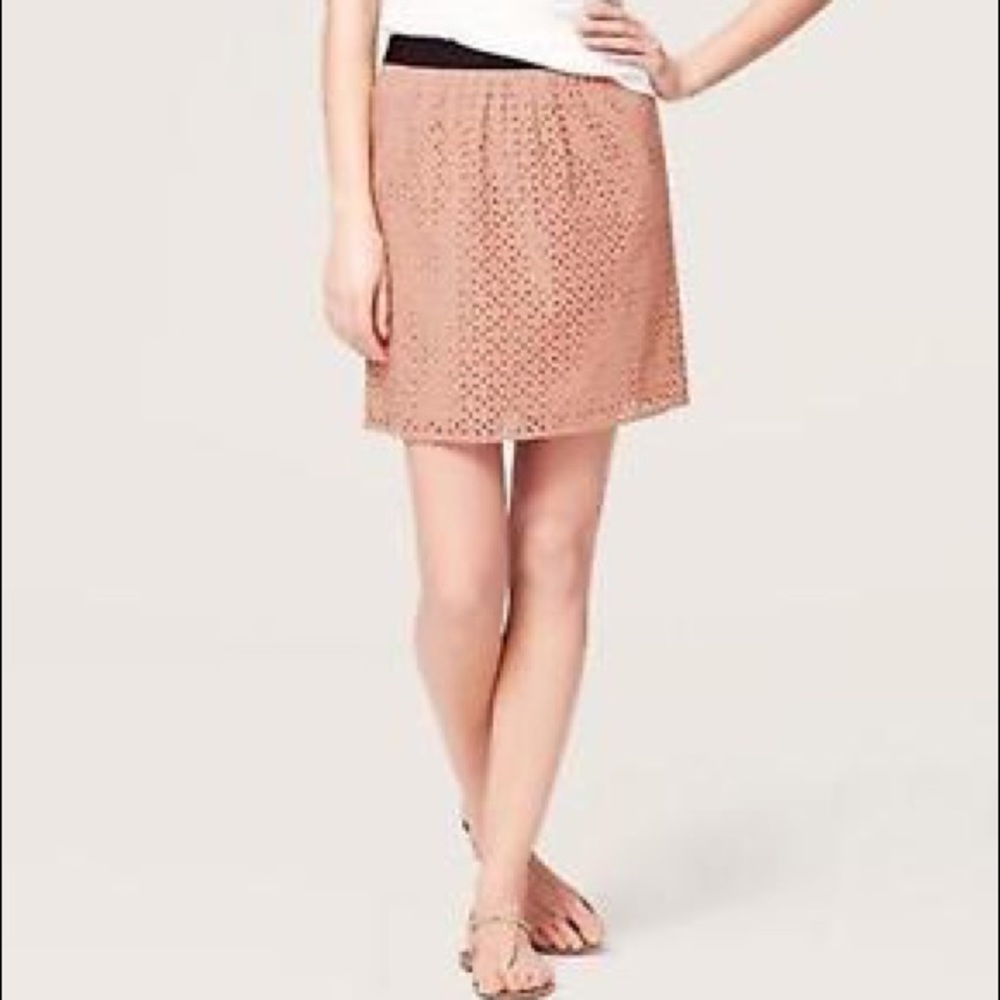 Loft blush pink eyelet skirt NWOT